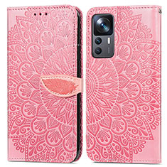 Funda de Cuero Cartera con Soporte Patron de Moda Carcasa S04D para Xiaomi Mi 12T Pro 5G Oro Rosa