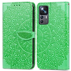 Funda de Cuero Cartera con Soporte Patron de Moda Carcasa S04D para Xiaomi Mi 12T Pro 5G Verde