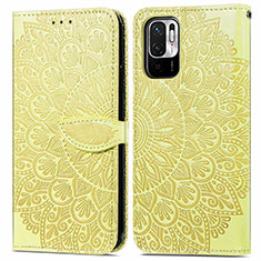 Funda de Cuero Cartera con Soporte Patron de Moda Carcasa S04D para Xiaomi POCO M3 Pro 5G Amarillo