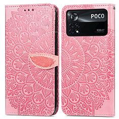 Funda de Cuero Cartera con Soporte Patron de Moda Carcasa S04D para Xiaomi Poco X4 Pro 5G Oro Rosa