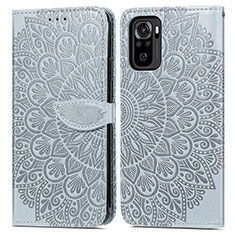 Funda de Cuero Cartera con Soporte Patron de Moda Carcasa S04D para Xiaomi Redmi Note 10 4G Gris