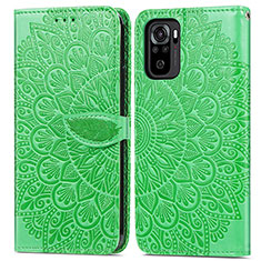 Funda de Cuero Cartera con Soporte Patron de Moda Carcasa S04D para Xiaomi Redmi Note 10 4G Verde