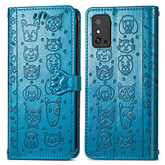 Funda de Cuero Cartera con Soporte Patron de Moda Carcasa S05D para Huawei Honor X10 Max 5G Azul