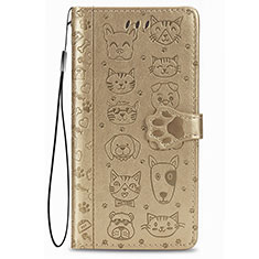 Funda de Cuero Cartera con Soporte Patron de Moda Carcasa S05D para Samsung Galaxy S21 FE 5G Oro