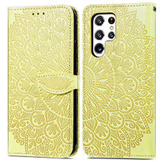 Funda de Cuero Cartera con Soporte Patron de Moda Carcasa S07D para Samsung Galaxy S22 Ultra 5G Amarillo