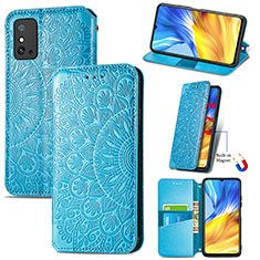 Funda de Cuero Cartera con Soporte Patron de Moda Carcasa S09D para Huawei Honor X10 Max 5G Azul