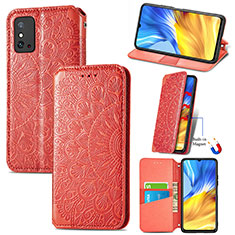 Funda de Cuero Cartera con Soporte Patron de Moda Carcasa S09D para Huawei Honor X10 Max 5G Rojo