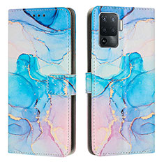 Funda de Cuero Cartera con Soporte Patron de Moda Carcasa Y01X para Oppo F19 Pro Azul Cielo