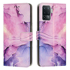 Funda de Cuero Cartera con Soporte Patron de Moda Carcasa Y01X para Oppo F19 Pro Morado