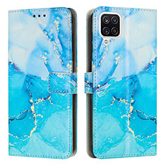 Funda de Cuero Cartera con Soporte Patron de Moda Carcasa Y01X para Samsung Galaxy A12 Nacho Azul