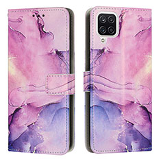 Funda de Cuero Cartera con Soporte Patron de Moda Carcasa Y01X para Samsung Galaxy A12 Nacho Morado