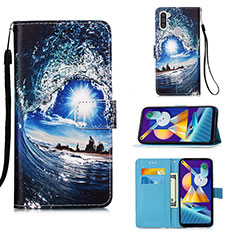 Funda de Cuero Cartera con Soporte Patron de Moda Carcasa Y02B para Samsung Galaxy A11 Azul Real