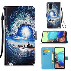 Funda de Cuero Cartera con Soporte Patron de Moda Carcasa Y02B para Samsung Galaxy A71 5G Azul Real