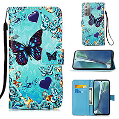 Funda de Cuero Cartera con Soporte Patron de Moda Carcasa Y02B para Samsung Galaxy Note 20 5G Azul Cielo