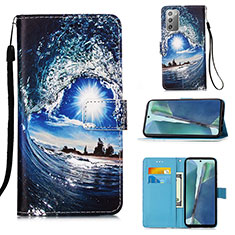 Funda de Cuero Cartera con Soporte Patron de Moda Carcasa Y02B para Samsung Galaxy Note 20 5G Azul Real