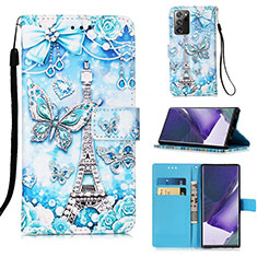 Funda de Cuero Cartera con Soporte Patron de Moda Carcasa Y02B para Samsung Galaxy Note 20 Ultra 5G Azul Claro