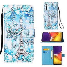 Funda de Cuero Cartera con Soporte Patron de Moda Carcasa Y02B para Samsung Galaxy Quantum2 5G Azul Claro