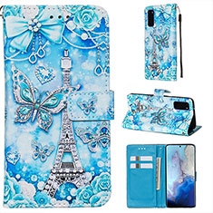 Funda de Cuero Cartera con Soporte Patron de Moda Carcasa Y02B para Samsung Galaxy S20 5G Azul Claro