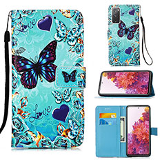 Funda de Cuero Cartera con Soporte Patron de Moda Carcasa Y02B para Samsung Galaxy S20 Lite 5G Azul Cielo