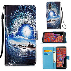 Funda de Cuero Cartera con Soporte Patron de Moda Carcasa Y02B para Samsung Galaxy XCover 5 SM-G525F Azul Real