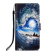 Funda de Cuero Cartera con Soporte Patron de Moda Carcasa Y02B para Xiaomi Redmi Note 9 Azul Real