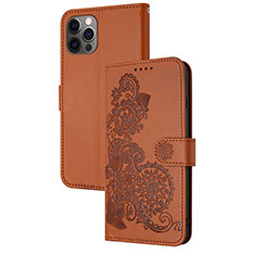 Funda de Cuero Cartera con Soporte Patron de Moda Carcasa Y02X para Apple iPhone 13 Pro Max Marron