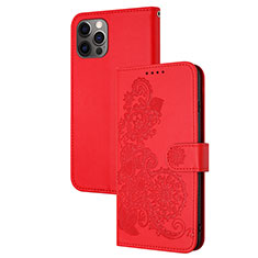 Funda de Cuero Cartera con Soporte Patron de Moda Carcasa Y02X para Apple iPhone 13 Pro Max Rojo