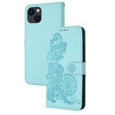 Funda de Cuero Cartera con Soporte Patron de Moda Carcasa Y02X para Apple iPhone 14 Plus Azul Cielo