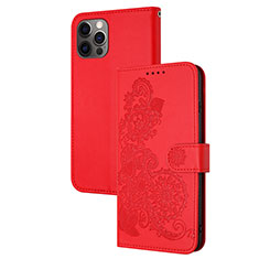 Funda de Cuero Cartera con Soporte Patron de Moda Carcasa Y02X para Apple iPhone 14 Pro Rojo