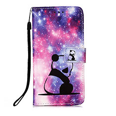 Funda de Cuero Cartera con Soporte Patron de Moda Carcasa Y03B para Apple iPhone 13 Pro Max Morado