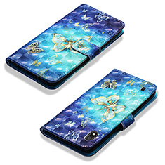 Funda de Cuero Cartera con Soporte Patron de Moda Carcasa Y03B para Samsung Galaxy A10 Azul Cielo
