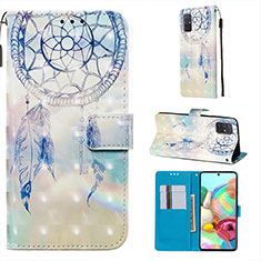 Funda de Cuero Cartera con Soporte Patron de Moda Carcasa Y03B para Samsung Galaxy A71 4G A715 Azul Claro