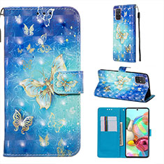 Funda de Cuero Cartera con Soporte Patron de Moda Carcasa Y03B para Samsung Galaxy A71 5G Azul Cielo