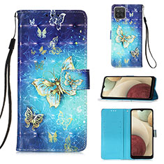 Funda de Cuero Cartera con Soporte Patron de Moda Carcasa Y03B para Samsung Galaxy F12 Azul Cielo