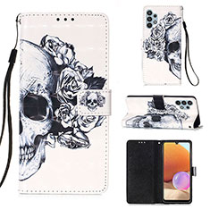 Funda de Cuero Cartera con Soporte Patron de Moda Carcasa Y03B para Samsung Galaxy M32 5G Negro