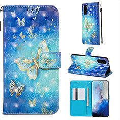 Funda de Cuero Cartera con Soporte Patron de Moda Carcasa Y03B para Samsung Galaxy S20 5G Azul Cielo