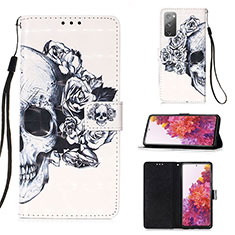 Funda de Cuero Cartera con Soporte Patron de Moda Carcasa Y03B para Samsung Galaxy S20 FE (2022) 5G Negro