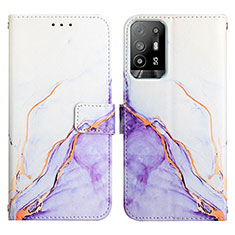 Funda de Cuero Cartera con Soporte Patron de Moda Carcasa Y04B para Oppo F19 Pro+ Plus 5G Morado