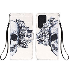 Funda de Cuero Cartera con Soporte Patron de Moda Carcasa Y04B para Samsung Galaxy S21 Ultra 5G Gris