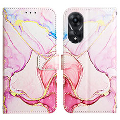 Funda de Cuero Cartera con Soporte Patron de Moda Carcasa YB1 para Oppo A78 5G Rosa