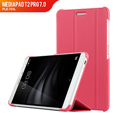 Funda de Cuero Cartera con Soporte R01 para Huawei MediaPad T2 Pro 7.0 PLE-703L Rosa Roja