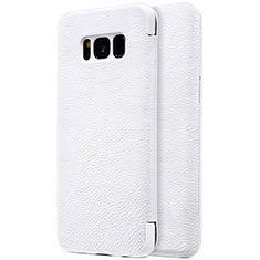 Funda de Cuero Cartera con Soporte S01 para Samsung Galaxy S8 Plus Blanco