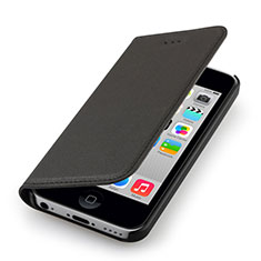 Funda de Cuero Cartera para Apple iPhone 5C Negro