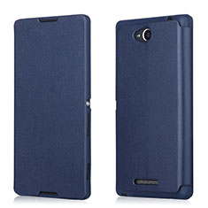 Funda de Cuero Cartera para Sony Xperia C S39h Azul