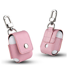 Funda de Cuero con Mosqueton Enchufe para AirPods Carcasa de Carga A01 Rosa