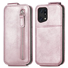 Funda de Cuero Flip para Oppo Find X5 5G Oro Rosa