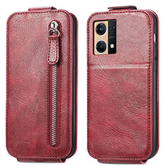 Funda de Cuero Flip para Oppo Reno7 4G Rojo