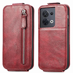 Funda de Cuero Flip para Oppo Reno8 5G Rojo