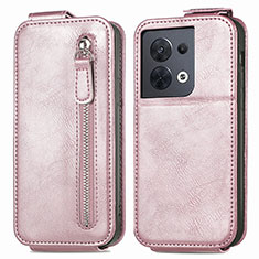 Funda de Cuero Flip para Oppo Reno9 Pro 5G Oro Rosa