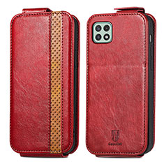 Funda de Cuero Flip para Samsung Galaxy F42 5G Rojo